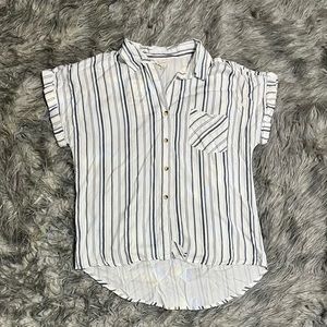striped linen button up